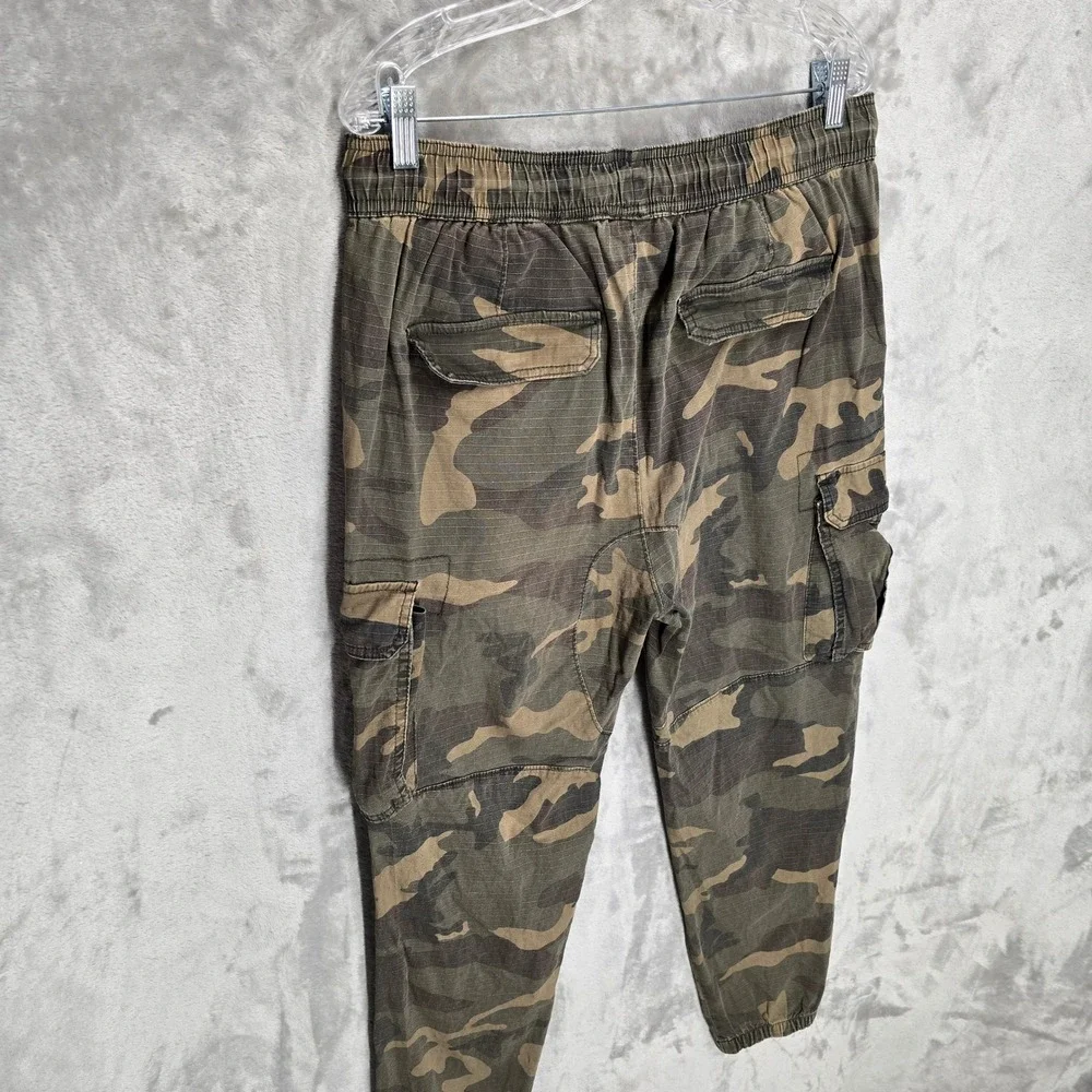 CSG Cargo Jogger Pants Mens 2XL Green Camo Ripstop Cotton Blend Drawstring Gorp